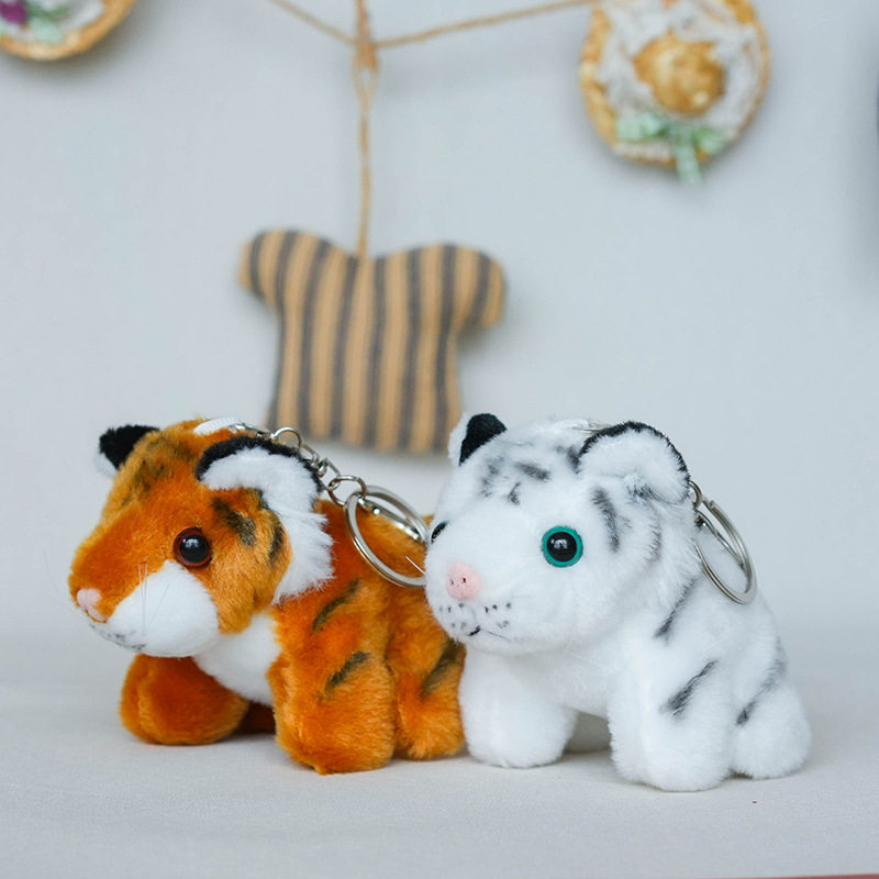 Cute Realistic Plush Tiger Pendant Zodiac Tiger Doll Tiger Plush Keychain Women's Backpack Decoration