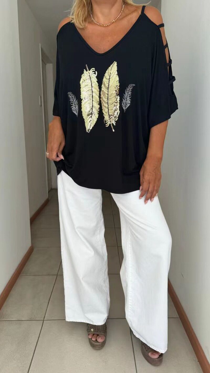 Summer Womens Fashion Top Floral Print Off Shoulder V Neck Short Sleeve Casual Wear Wholesale Available