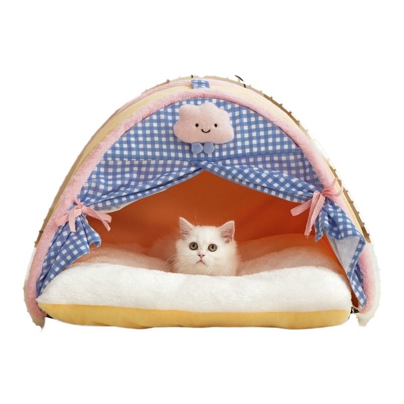Cat Nest, Thickeneded and Warm Tent in Winter, Enclosed and Safe, Removable and Washable Dog Bed, Suitable for All Seasons, Pet Kitten