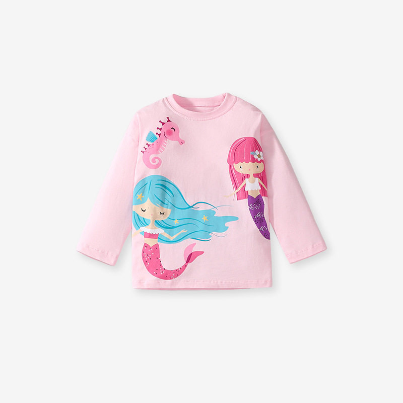 Girls' Cute Autumn Set, Toddler & Little Kid Long-Sleeve T-Shirt Cartoon Outfit