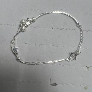 Hand beaded women's silver bracelet Japanese and Korean version of small star jewelry double-layer light sand beads small gift anklet wholesale