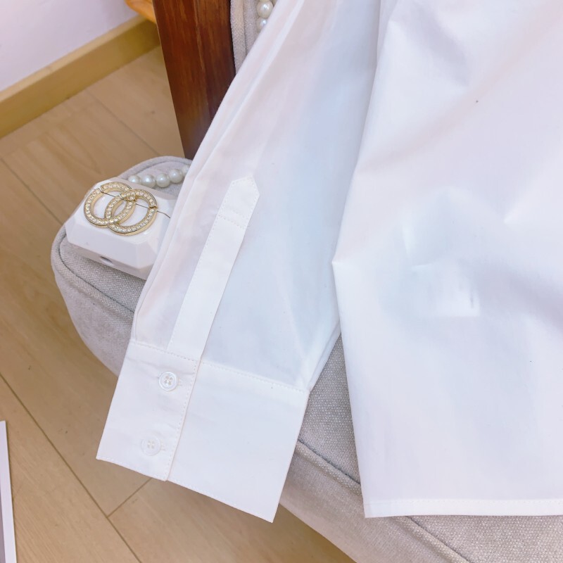 Áo sơ mi nữ dài tay cổ vuông ren đính nơ thanh lịch — Màu trắng ngà