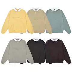 Fog Essentials Multi-Line Stereo Silicone Letter Waffle Polo Shirt Sweatshirt