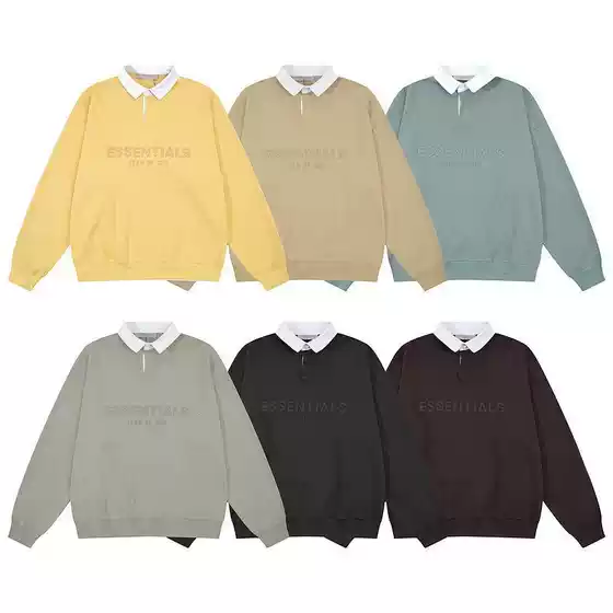 Fog Essentials Multi-Line Stereo Silicone Letter Waffle Polo Shirt Sweatshirt