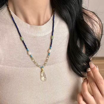Original Design Natural Pearl High Ice Chalcedony Gourd Jade White Crystal Exquisite Beaded Necklace for Women
