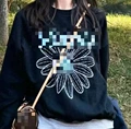 Black blue floral sweatshirt