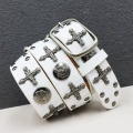 Cross skull crocodile print white