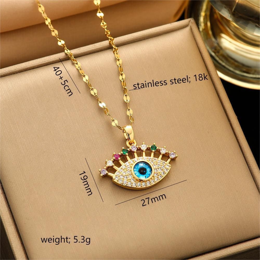 [Titanium steel] Micro-inlaid elegant light luxury full diamond real gold exquisite titanium steel necklace women's fashion trendy clavicle chain