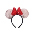 Red bow sequin champagne headband