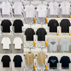 Cross-border Premium Prada PRA Classic Crewneck Pure Cotton Short Sleeve High Quality Unisex T-Shirt In Stock