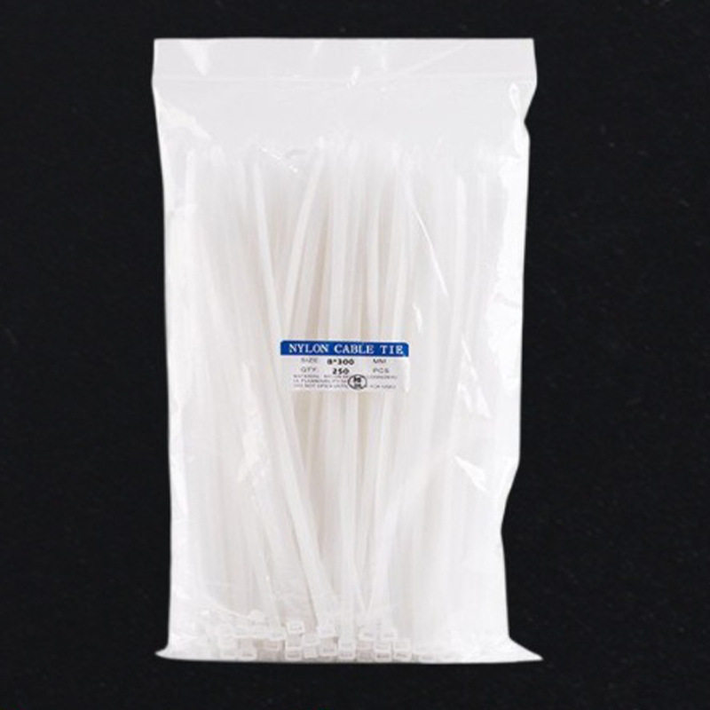 100 Pieces in Stock, Individually Packaged Black and White Plastic Cable Ties, Snap-On Cable Ties, Self-Locking Nylon Cable Ties