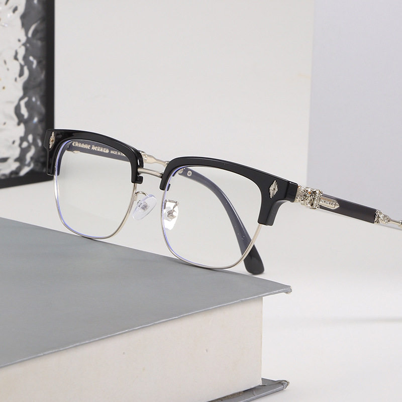 New Business Versatile Glasses Frames for Men, Lightweight and Translucent Gray Glasses Frames, Retro Eyebrow Frames, Metal Glasses Frames for Women Wholesale