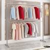 Clothes Drying Rack Galvanized Steel Pipe Clothes Drying Rack Upper and Lower Double-Layer Floor-Standing Rack Single-Pole Clothes Drying Rack Indoor Balcony Clothes Hanging Rack