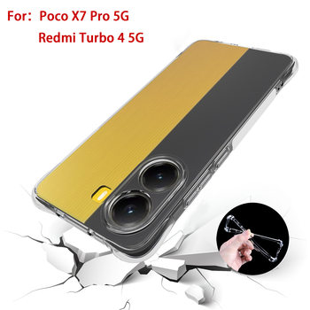 For Xiaomi POCO X7 Pro Airbag Phone Case Red Turbo 4 Transparent Anti-drop Case TPU Protective Case