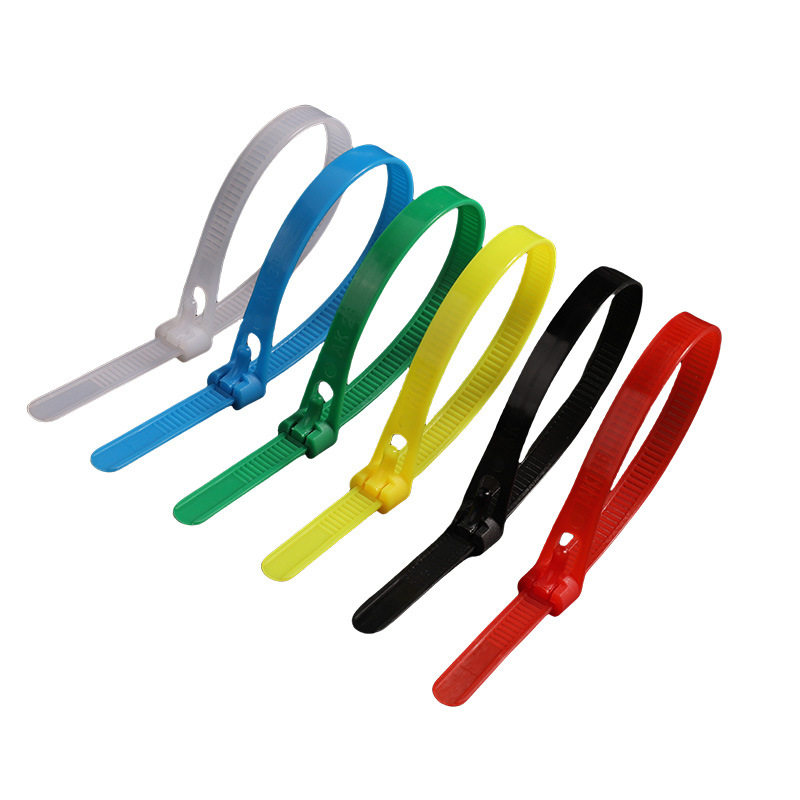 Removable Nylon Cable Ties Plastic Packaging Black and White Colorful Removable Reusable Cable Ties