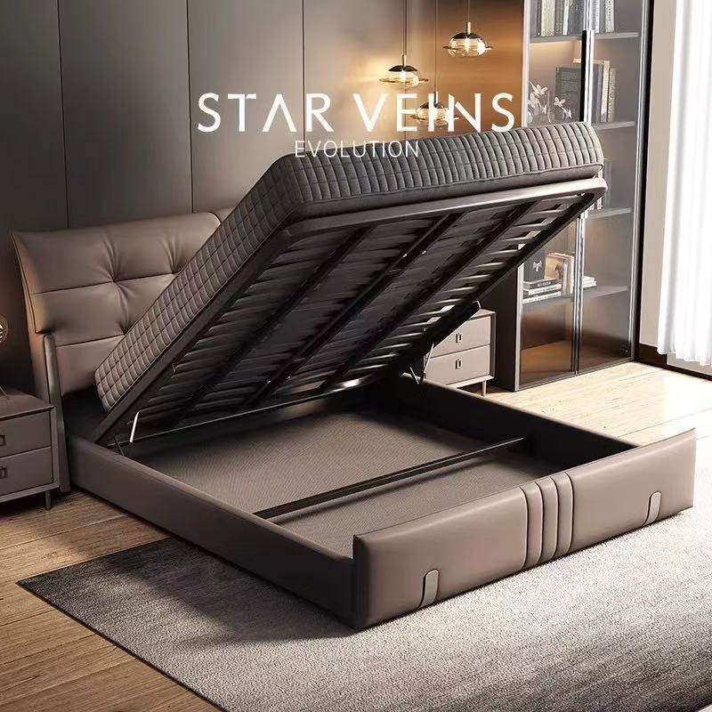 新款现代轻奢床主卧双人床米储物简约软包靠背大气婚床