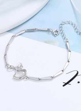 手链猫眼石礼物手链纯银简约女