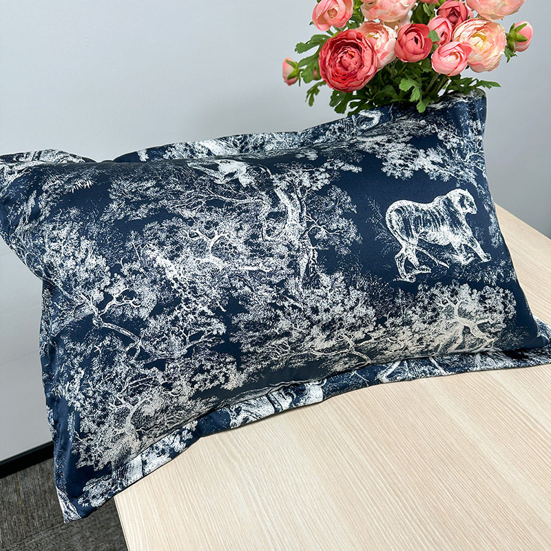 Cross-Border Imitation Silk Pillowcase Printed Cushion Ice Silk Pillowcase Single Imitation Silk Pillowcase Silk Pillowcase