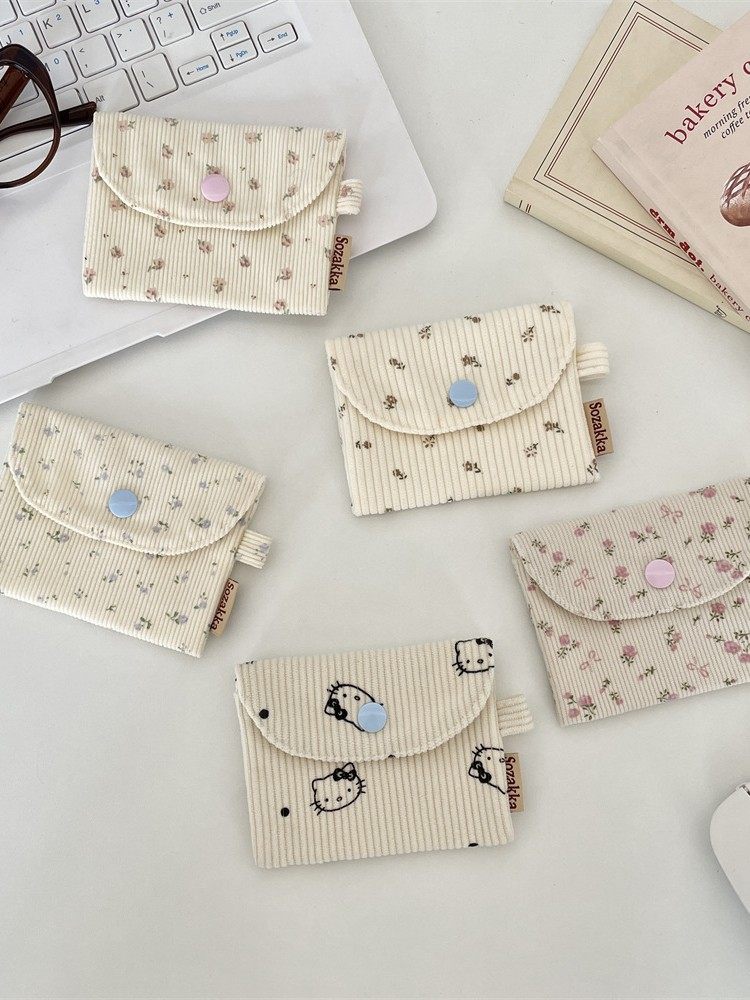511242 Corduroy Small Coin Purse Card Holder Coin Storage Student Wallet Card Holder Id Card Bag