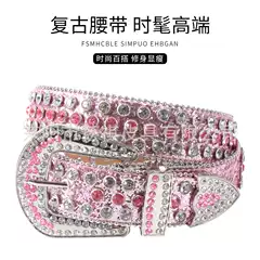 Women's Belt with Rhinestone Inlay Decoration, Versatile for Jeans, Bbsimon Belt Manufacturer Wholesale, Personalized and Trendy