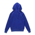 Fleece-lined cardigan with a small red heart design, blue