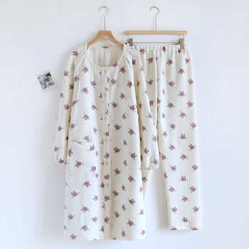 Women's Nightgown, Postpartum Clothing, Autumn and Winter Style, Postpartum Air Cotton Warm Maternity Nursing Nightgown, Long Pants, Breastfeeding Loungewear