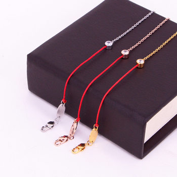 Lucky Transfer Red Rope Bracelet Woven Rose Gold Women's Open Shipping Fashion OL Single Diamond All-match Simple Red Rope Bracelet