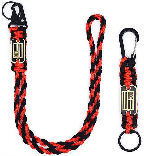 重型编织伞绳挂绳钥匙扣带美国国旗编织坚固挂绳适合户外活动旅行