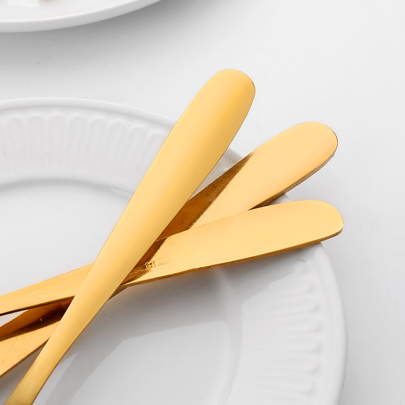 Golden Knife, Fork and Spoon Cross-Border Stainless Steel Tableware Steak Soup Spoon Western Food Knife Table Fork Table Spoon Wedding Tableware