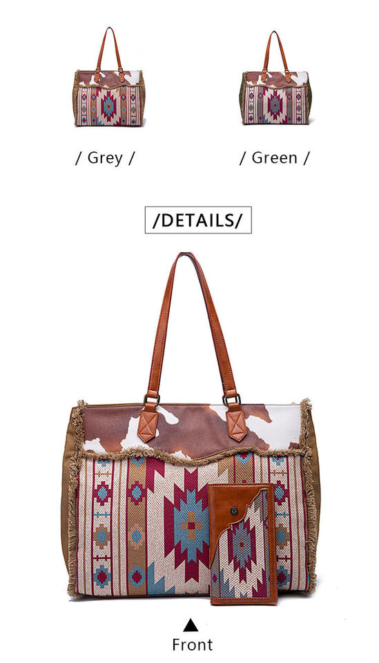 Túi Tote Nữ Vải Canvas Cotton Họa Tiết Bohemian Vintage Đeo Vai, Đeo Chéo, Xách Tay Màu Nâu, Xanh, Đỏ, Be chi tiết 26