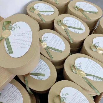 New Year and Spring Festival Kraft Paper Oval Gift Box Christmas Eve Baking Cookie Packaging Box Birthday Gift Box