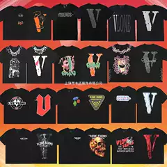 Vlone Fog Mosaic Reflective Printed Short-Sleeved Summer Classic Large V Loose Men's and Women's T-Shirt