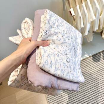 Maternity and Baby Ins Skin-Friendly Washed Cotton Four-Piece Quilt Cover Bed Sheets Single Double-Layer Yarn Three-Piece Bedding Set Wholesale Factory