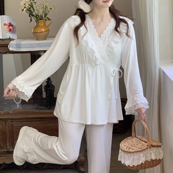 [Ready Stock 2673-1] Thickened Modal Confinement Clothing Maternity Suit Lactation Maternity Clothing Pregnancy Pajamas