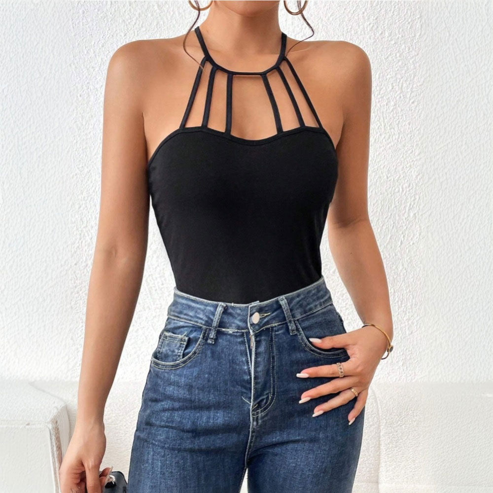 Backless Crop Top Sexy Slim Fit Halter Neck Lightweight Fabric Spring Summer Streetwear Wholesale Available