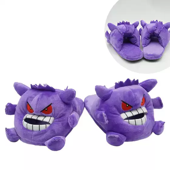 Pokémon Gengar Plush Slippers Purple Gengar Slippers for Home Men's Winter Slippers
