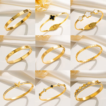 No Fading Fashion Zircon Full Diamond Titanium Steel Bracelet Women's Niche High-end Light Luxury Bracelet Temperament High-end Jewelry