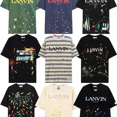 European and American Cross-Border Gallery Dept Collaboration with Lanvin Classic Embroidered Print Splash Ink Men's Short-Sleeve T-Shirt Trendy
