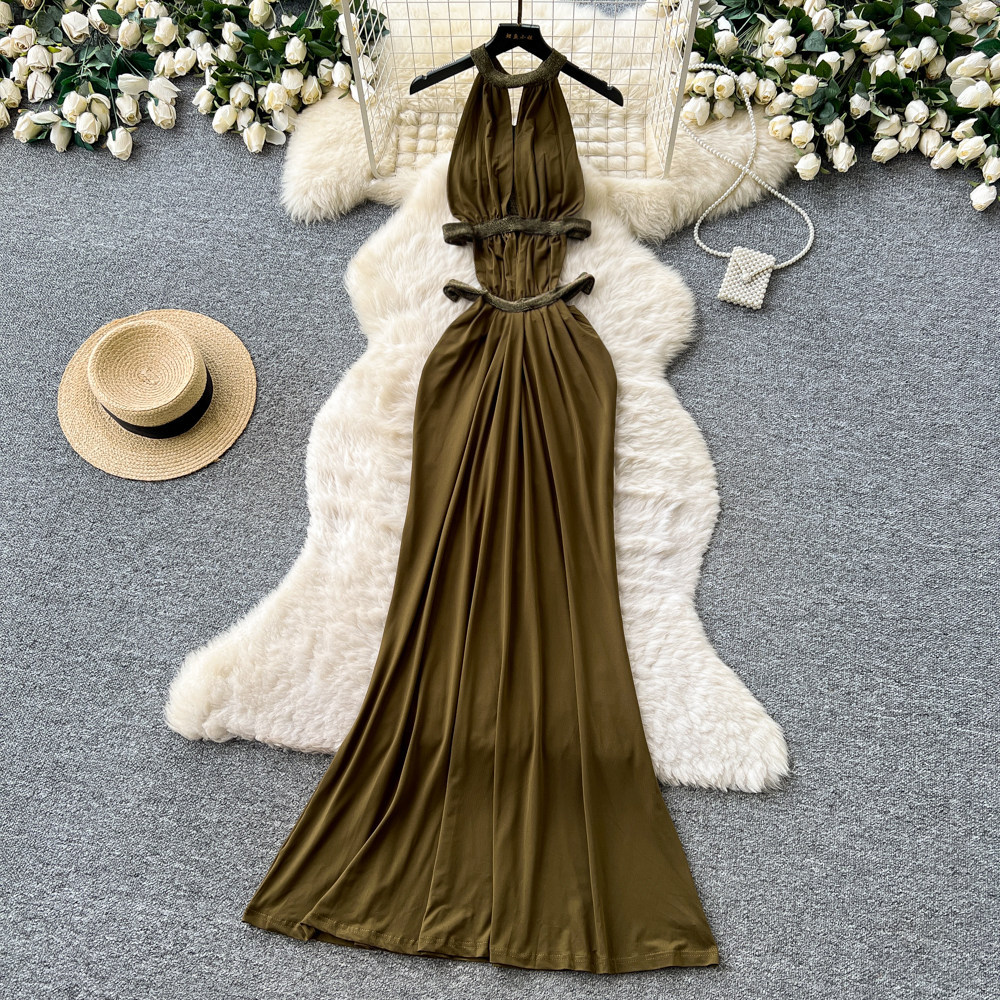 Elegant Sleeveless Backless Dress Lightweight Figure Flattering Summer Style Perfect for Vacation and Special