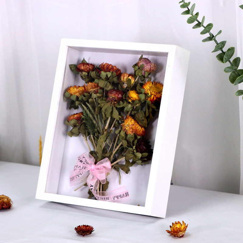 Dried flower photo frame diy wooden puzzle frame handmade creative specimen clay 3.5cm hollow photo frame table wholesale