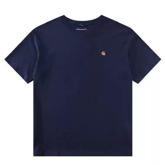 Carhart Gold Label Embroidered Short-Sleeved Trendy Brand Classic Loose Pure Color Half-Sleeved T-Shirt for Men and Women Couples