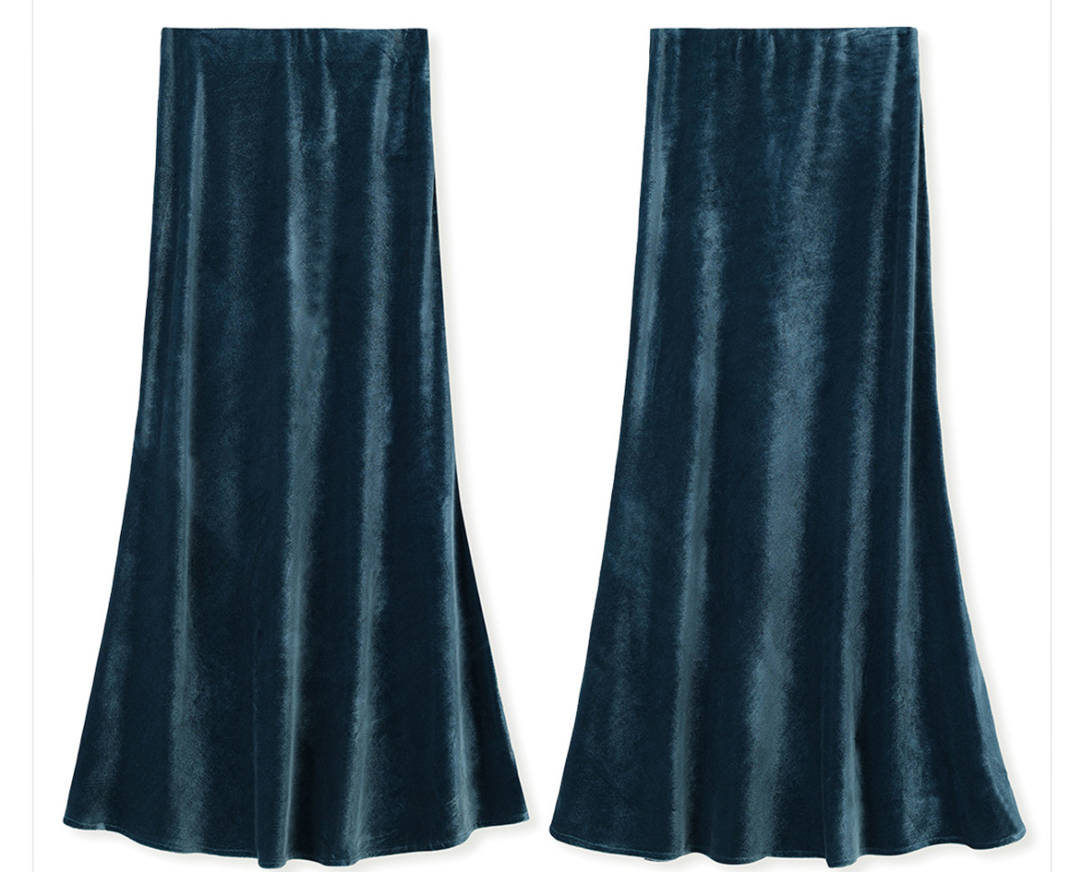 Set áo len dài tay cổ V đính sequin kèm chân váy nhung dài vừa — Váy màu lục lam (giao hàng trong 7 ngày), Váy màu lục lam (phát hành cùng ngày), Áo sequin (giao hàng trong 7 ngày), Áo sequin (giao hàng trong ngày)