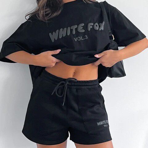 European and American Cross-Border New T-Shirt Logo Suit Fashionable Short-Sleeved Pullover Shorts Two-Piece Set