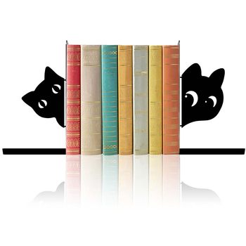 Metal Hollow Bookends L-Shaped 2-Piece Set Peeping Kitten Iron Desktop Decoration Bookends Office Storage Clips Wholesale