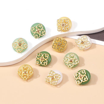 National Tide Style Xiangyun Pipework Multicolor Ping An Button Tang Suit Hanfu Button Glass Imitation Jade New Chinese Button