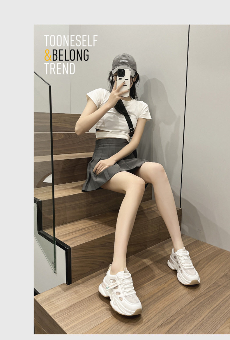 Dép sandal nữ quai chữ V đơn giản đế wedge PU thoáng khí — Xanh dương, Mơ chi tiết 9