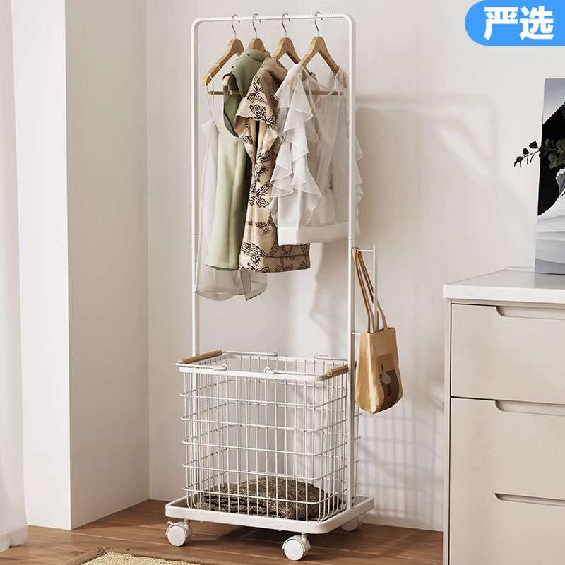 Household Bedroom Floor-Standing Clothes Rack, Mobile Simple Coat Rack, Room Entrance Pole-Type Clothes Hanging Storage Rack