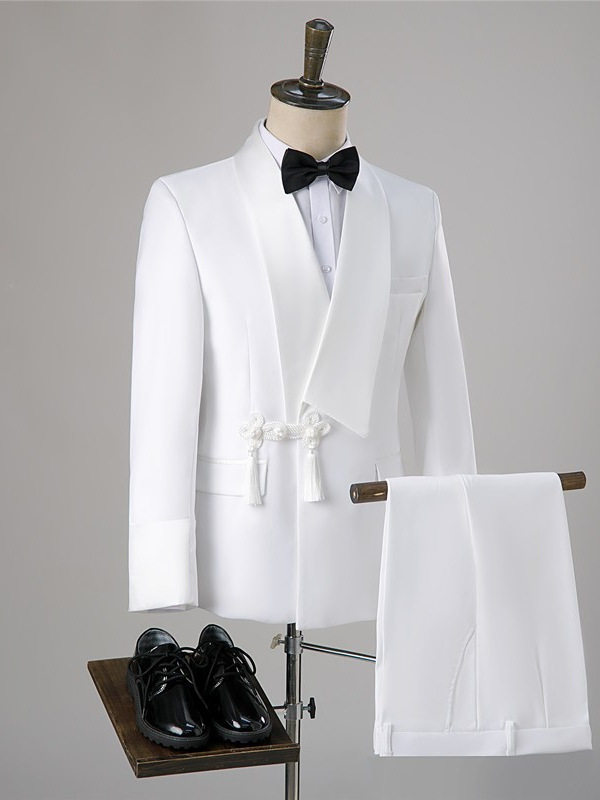 Chinese plate buckle Chinese style banquet slim two-piece suit