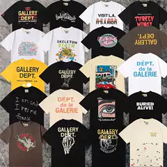 Correct Version of Gallery Dept American Trendy Tie-Dye Washed High-Quality Printed Short-Sleeved High Street Graffiti T-Shirt
