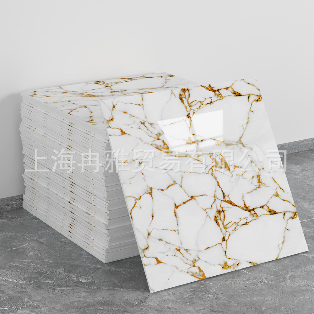 跨境外贸仿大理石鎏金3d墙面翻新装饰贴纸防油防水墙纸自粘瓷砖贴